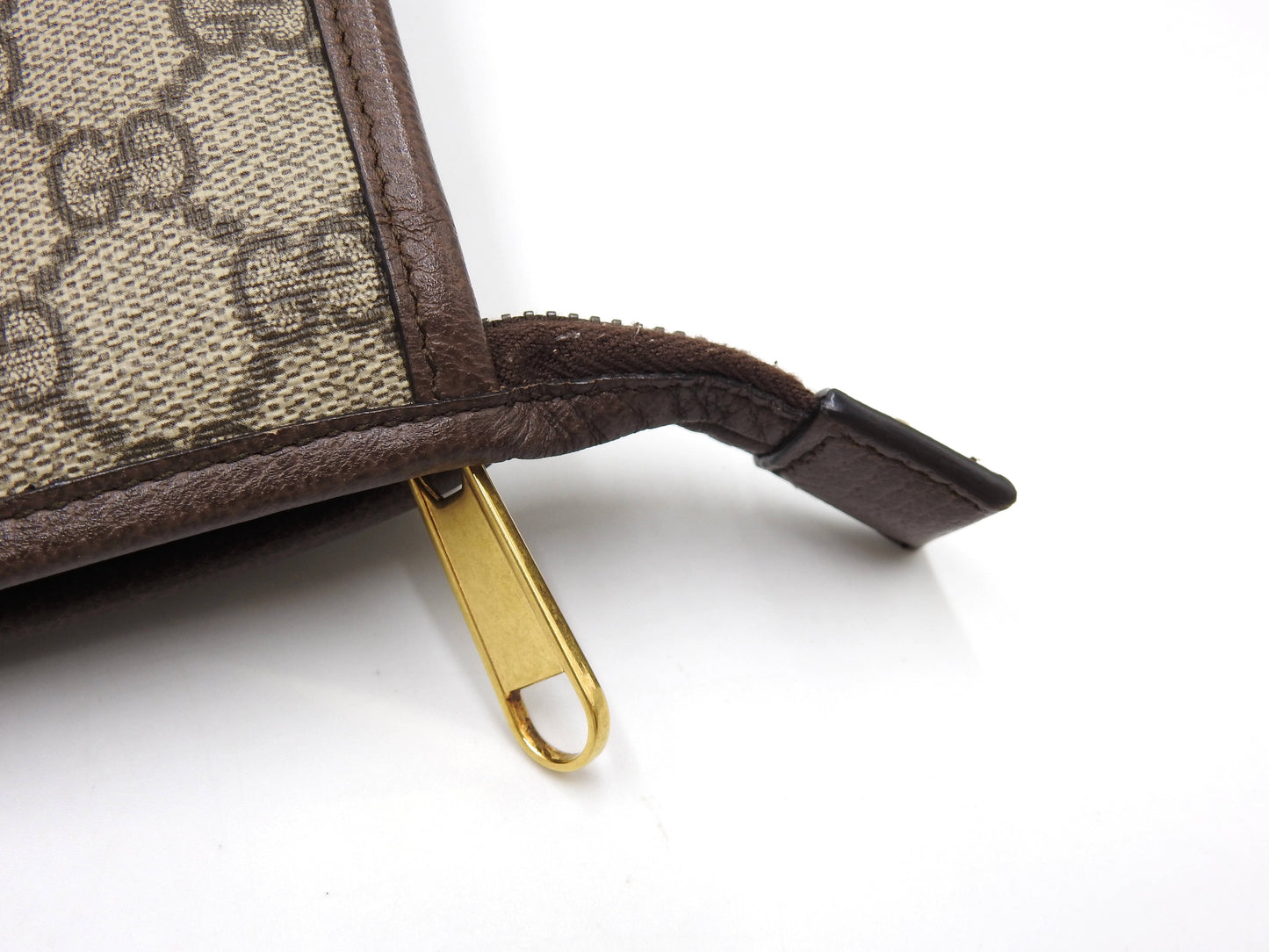 GUCCI Ophidia Web GG Supreme Toiletry Pouch Clutch Bag Beige Brown 598234