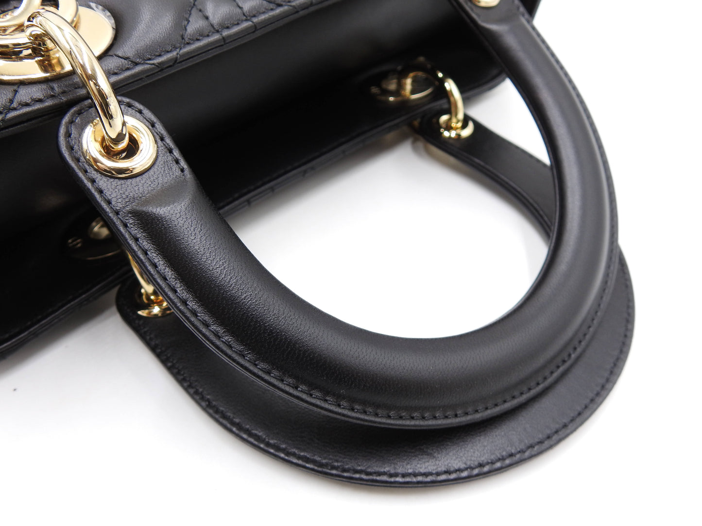 Christian Dior Lady Dior Medium Canage Hand Shoulder Bag Lambskin Black