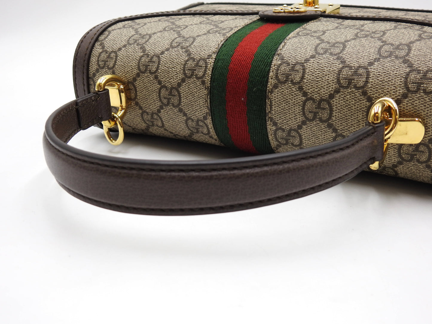 GUCCI Ophidia Web Top Handle 2way Shoulder Hand Bag Beige Brown 651055