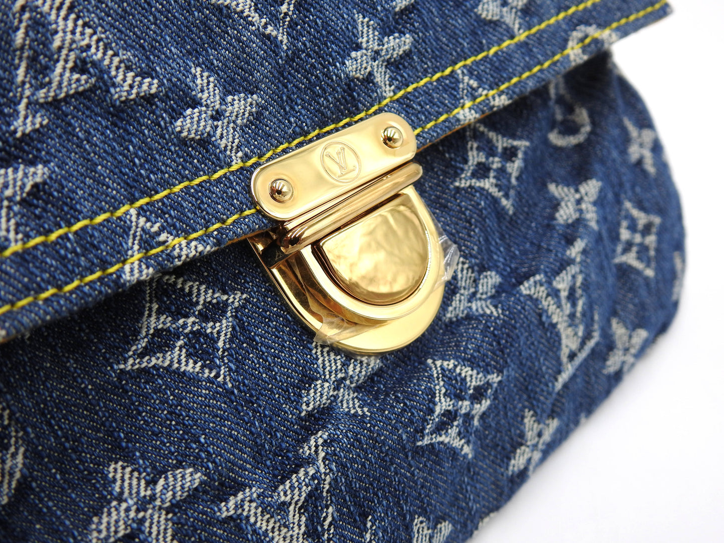 LOUIS VUITTON Monogram Denim Pochette Pratt Clutch Second Bag M95007