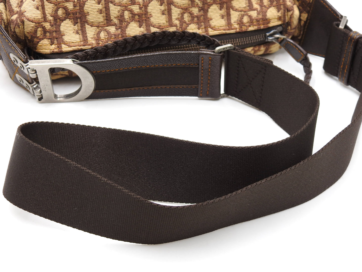 Christian Dior Trotter Flight Crossbody Shoulder Bag Canvas Leather Brown