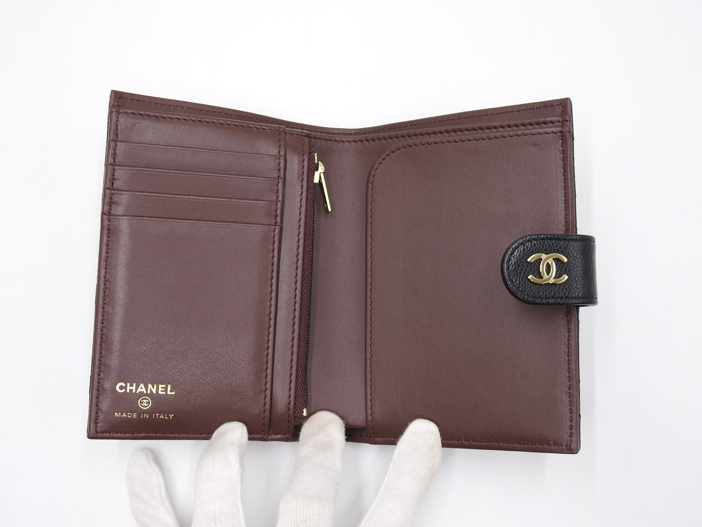 CHANEL CC Matelasse Passport Case Holder Wallet Caviarskin Black AP3791