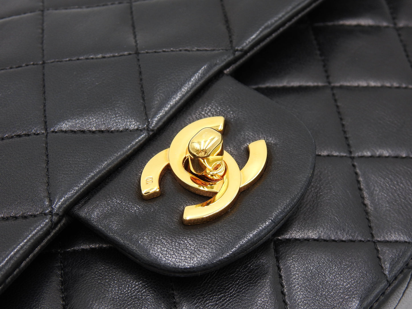 CHANEL Matelasse 25 Double Flap Chain Shoulder Bag Lambskin Black A01112
