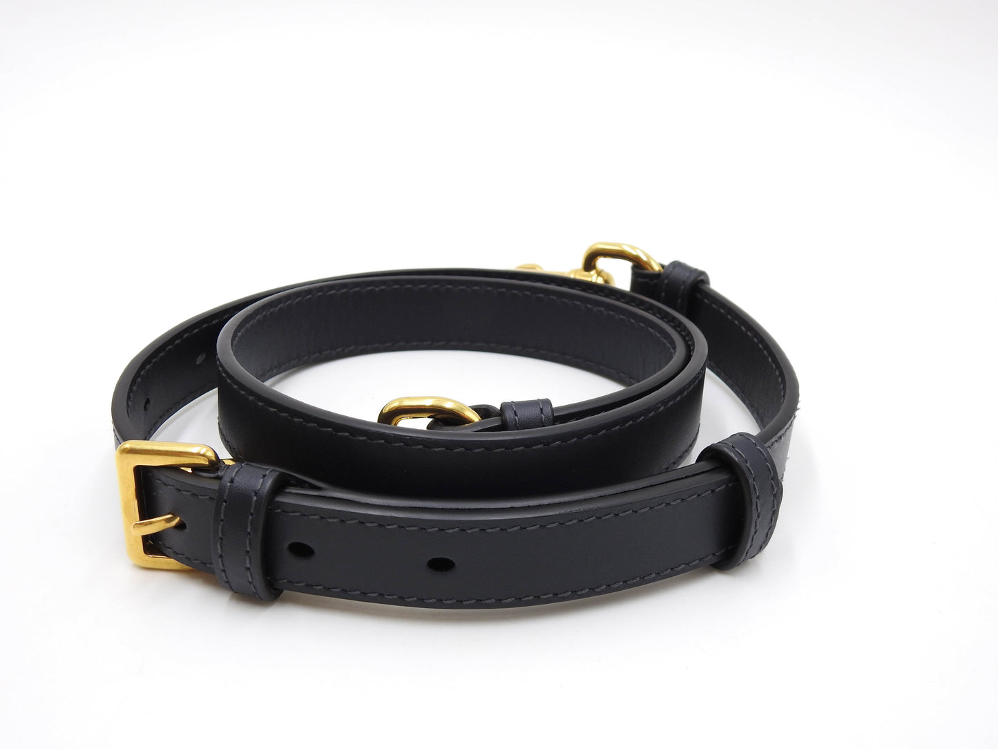 Christian Dior Oblique Jacquard Saddle Bag Shoulder Hand Bag Leather Navy