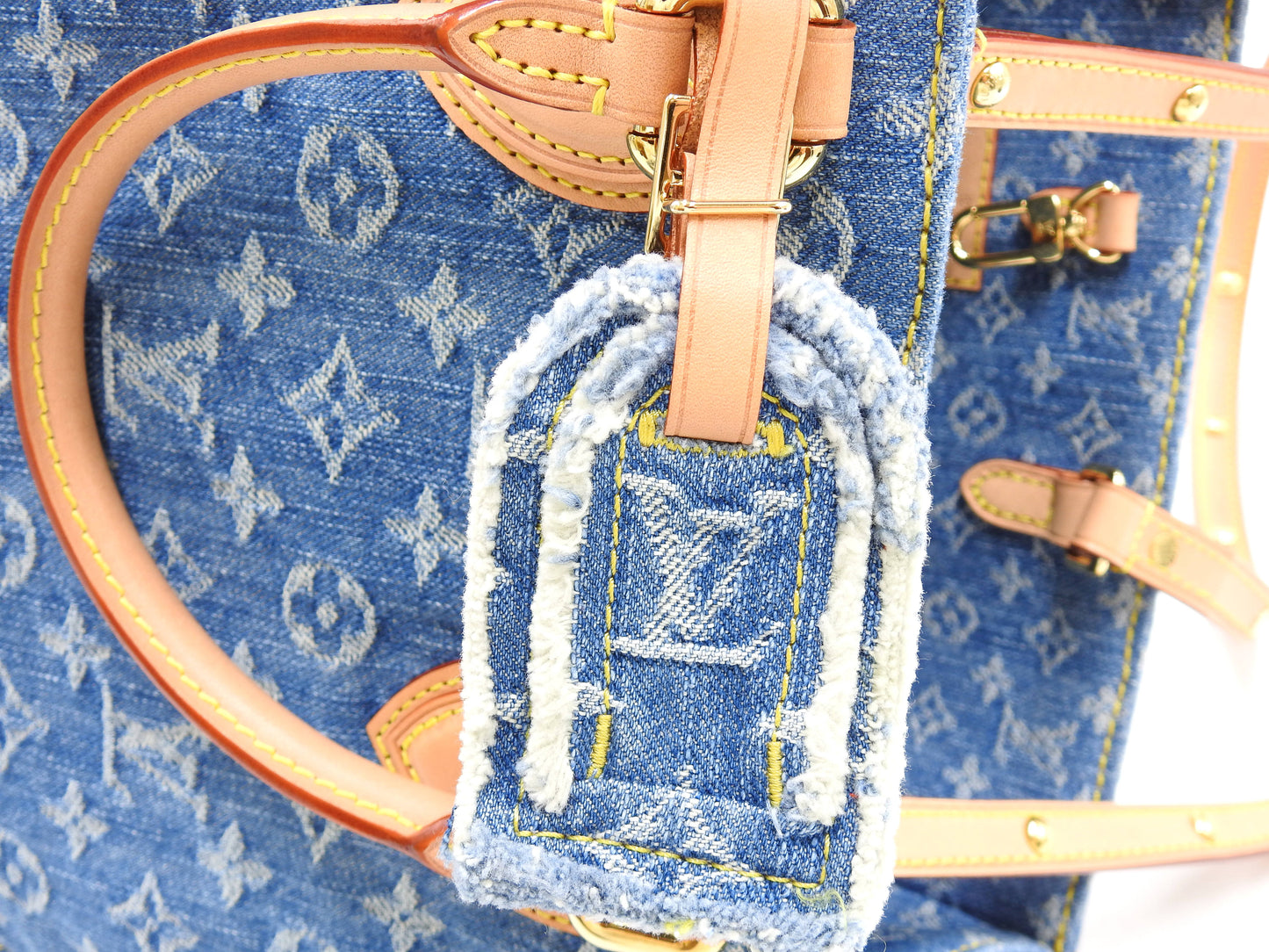 LOUIS VUITTON LV Remix Monogram Denim OnTheGo MM Shoulder Tote Bag M46871