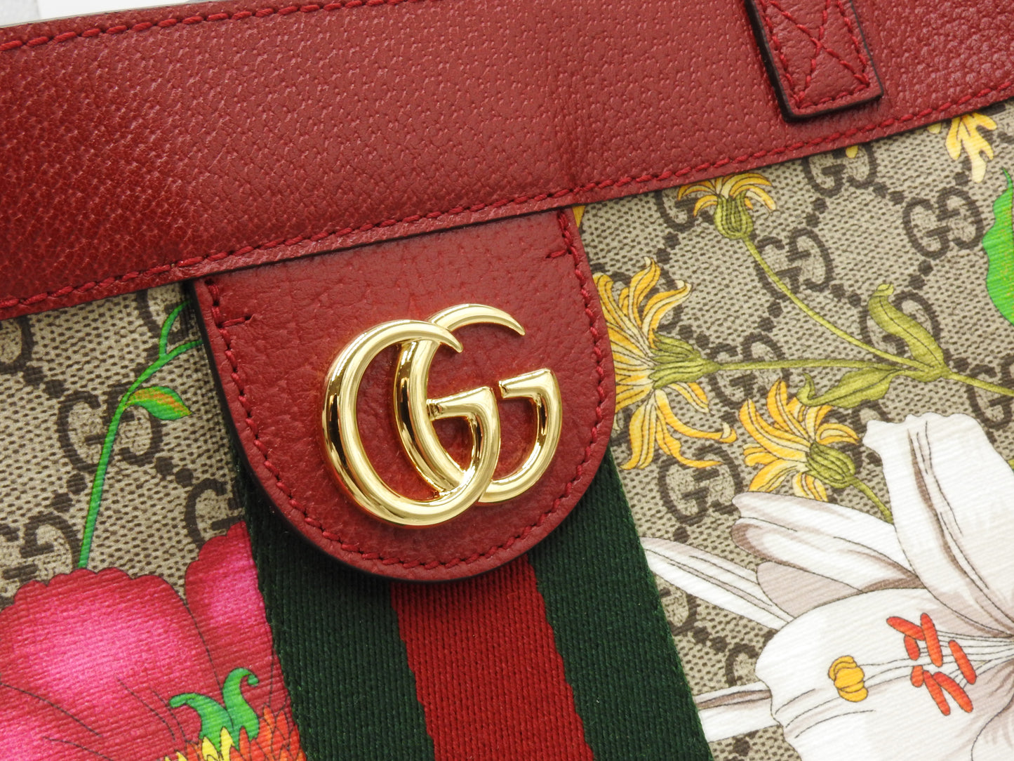 GUCCI GG Flora Supreme Ophidia Shoulder Tote Bag Beige Red 547947