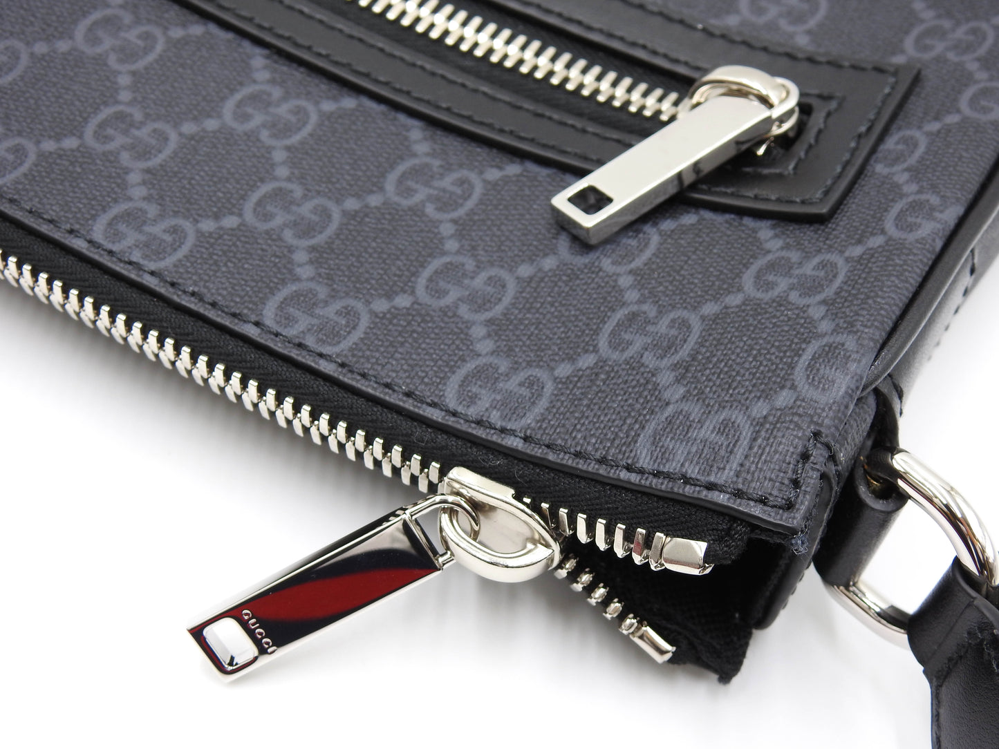 GUCCI GG Supreme Small Messenger Shoulder Bag PVC Leather Black 792082