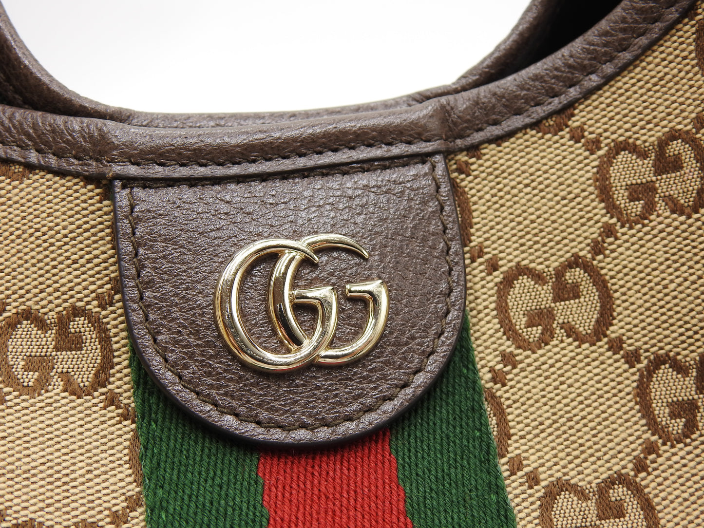 GUCCI GG Canvas Giglio Large Hobo Tote Shoulder Bag Beige Brown 853971