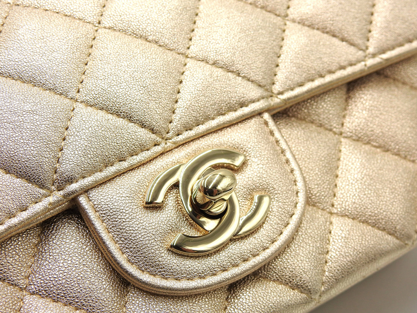 CHANEL Matelasse Mini Rectangular Flap Chain Shoulder Bag Lambskin Gold