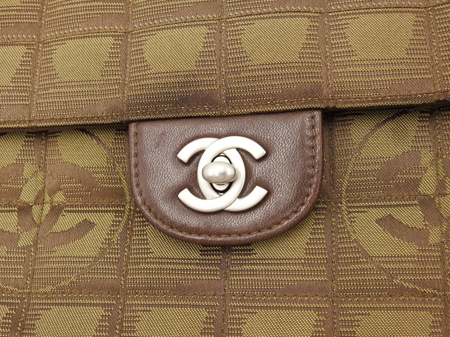 CHANEL New Travel Line Chocolate Bar Chain Shoulder Bag Khaki A15316