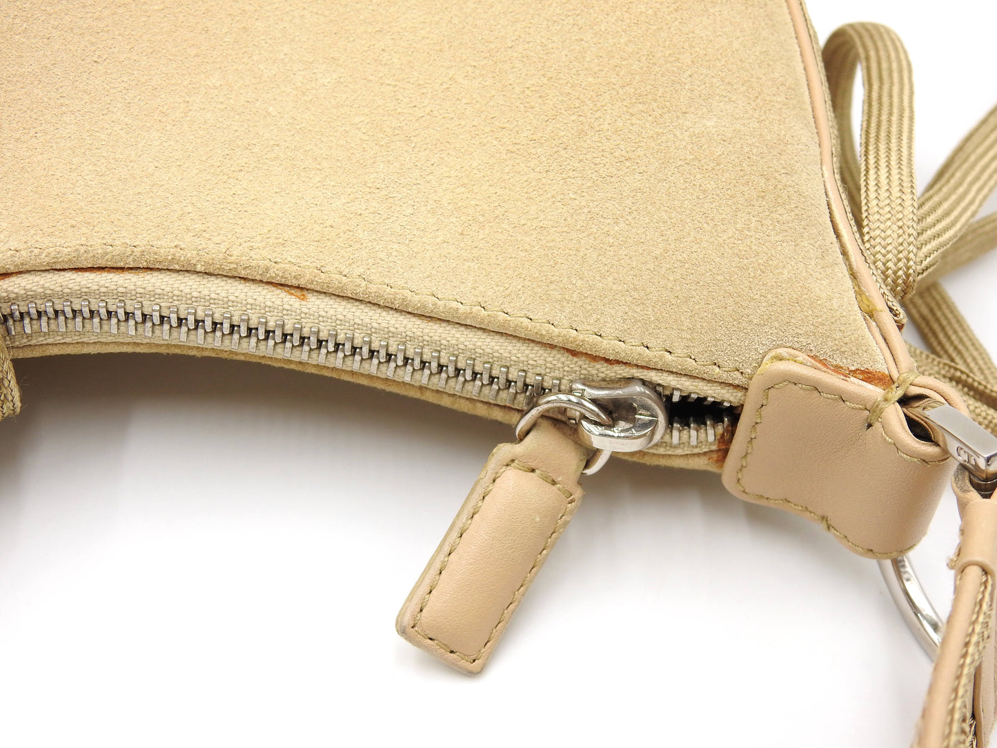 Christian Dior Admit It Lace-Up Hobo One Shoulder Bag Suede Leather Beige