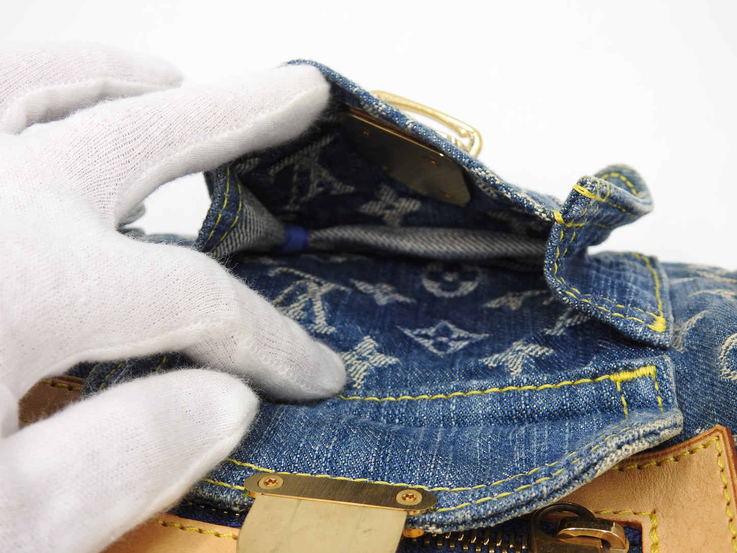 LOUIS VUITTON Monogram Denim Neo Speedy Hand Bag Boston Bag Blue M95019