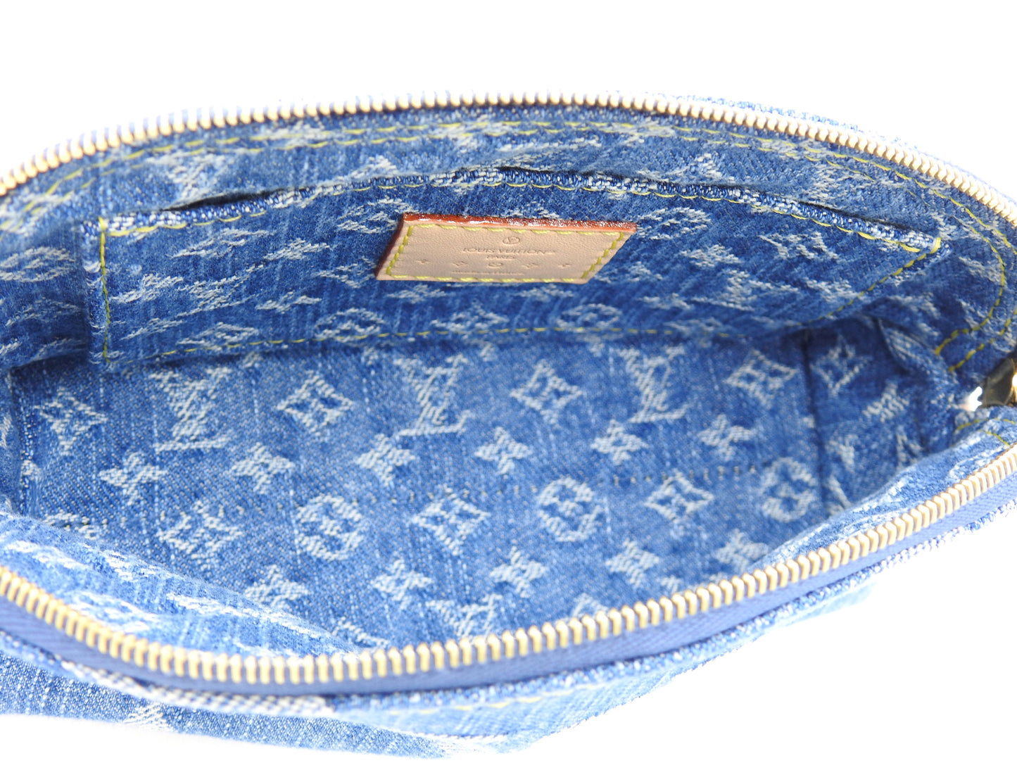 LOUIS VUITTON LV Remix Monogram Denim Cosmetic Pouch PM Blue M24316