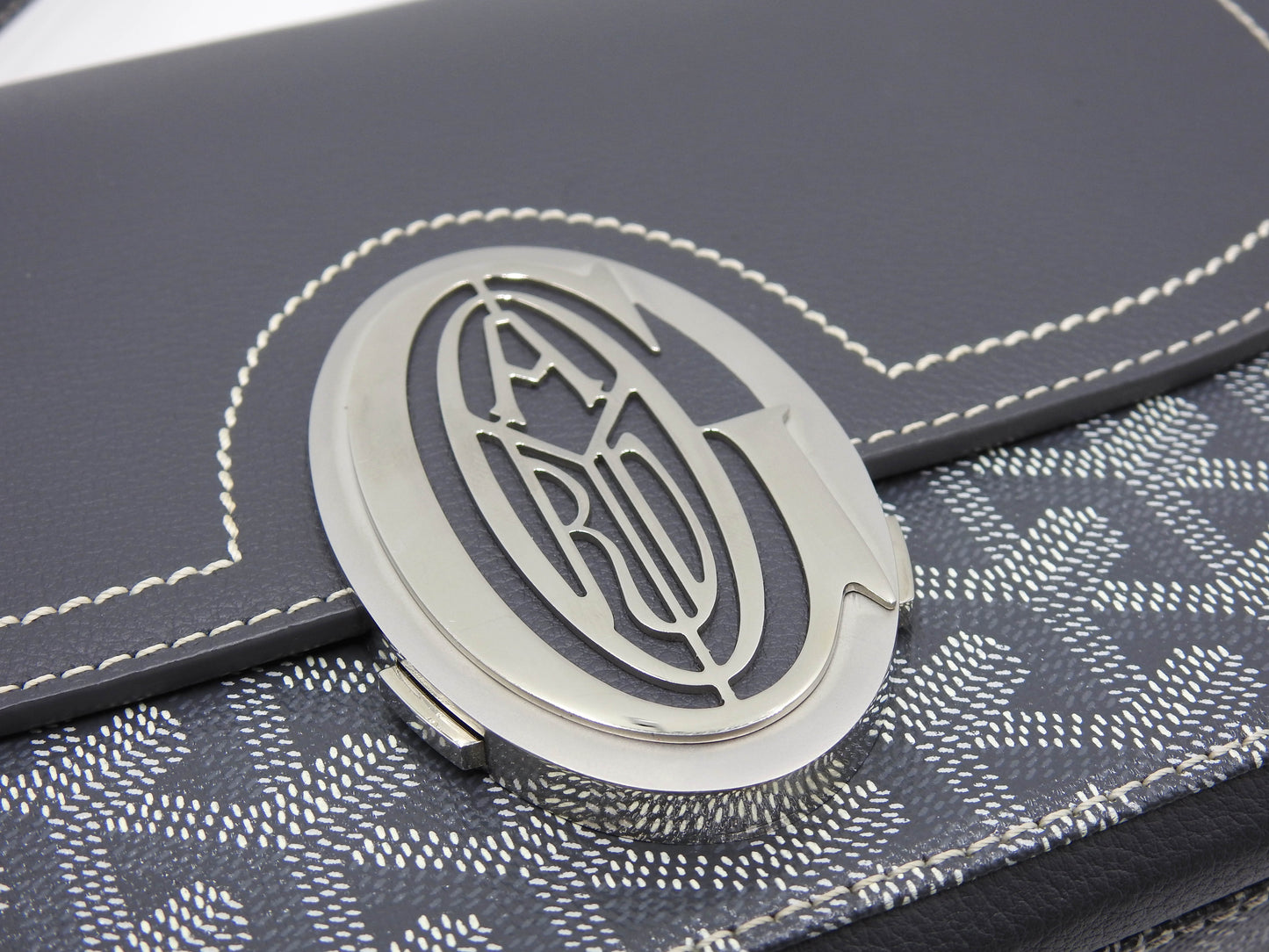 GOYARD Goyardine Sac 233 PM Shoulder Bag PVC Leather Grey Silver