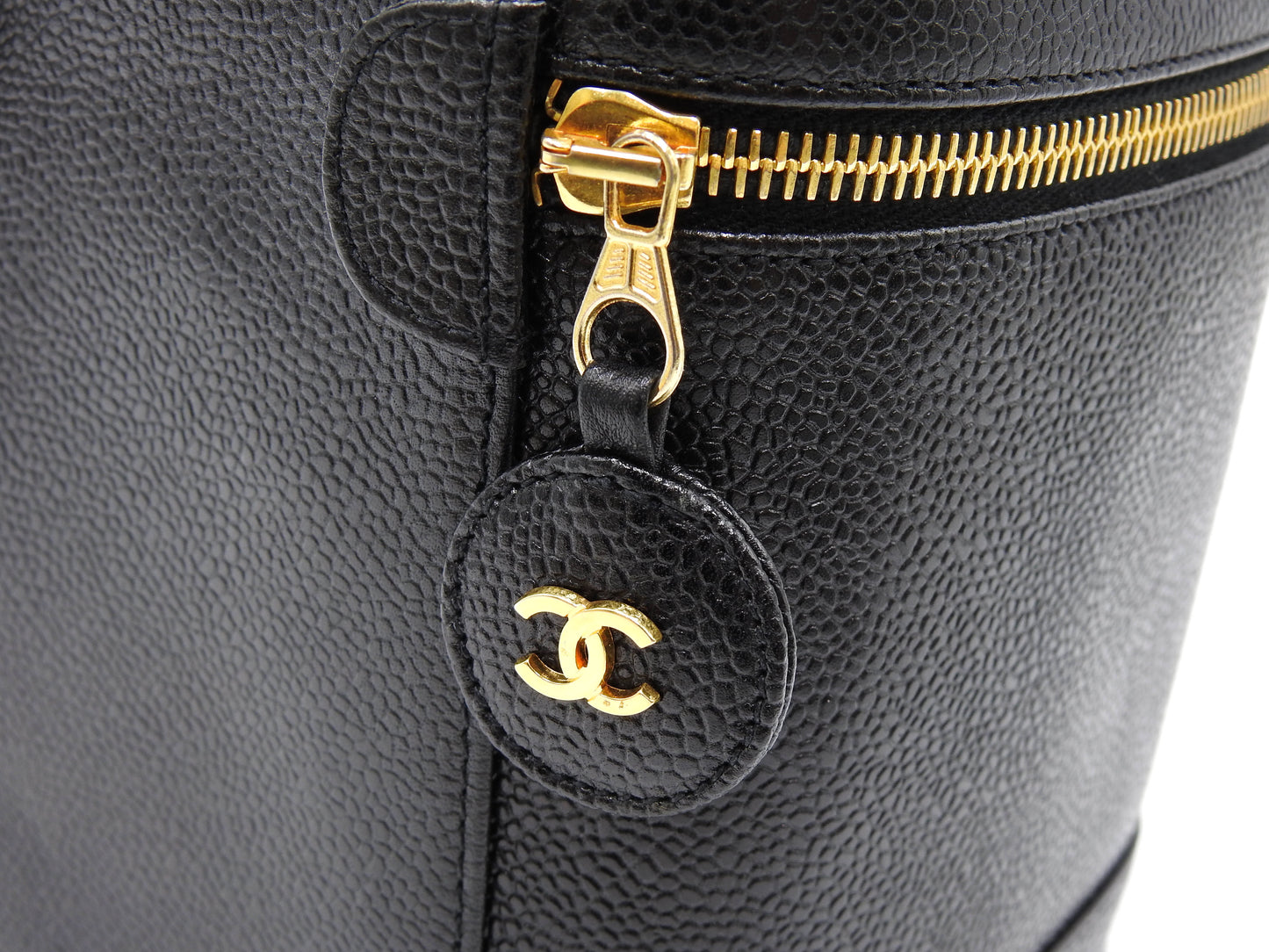 CHANEL CC Timeless Vanity Bag Cosmetic Pouch Caviarskin Black A01998