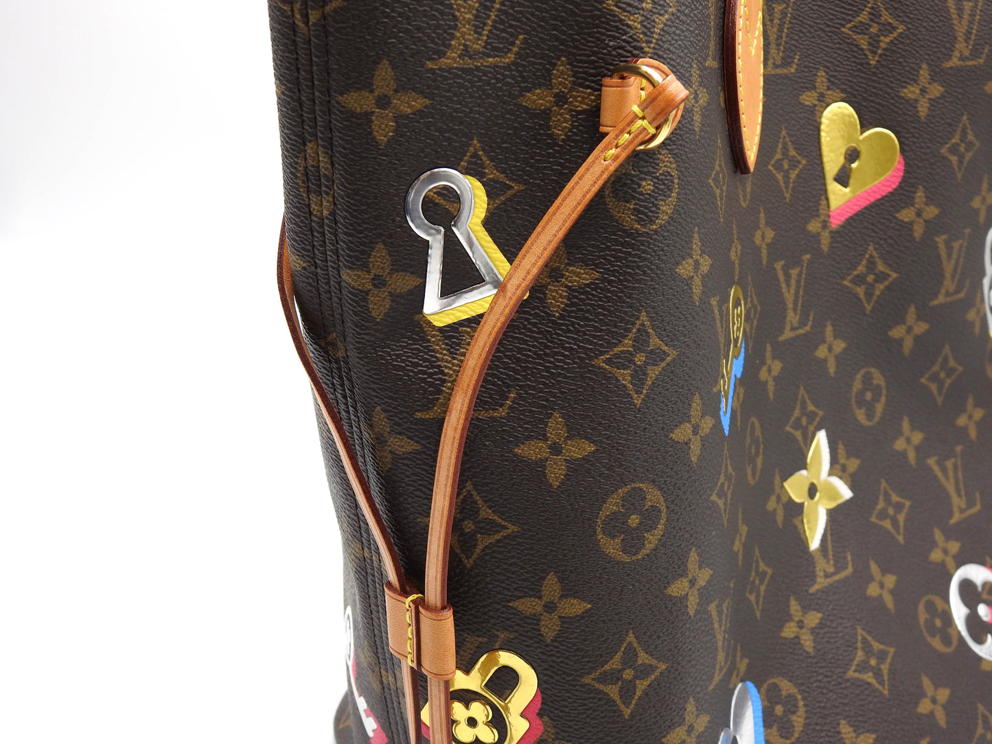LOUIS VUITTON Monogram Love Lock Neverfull MM Tote Shoulder Bag M44364