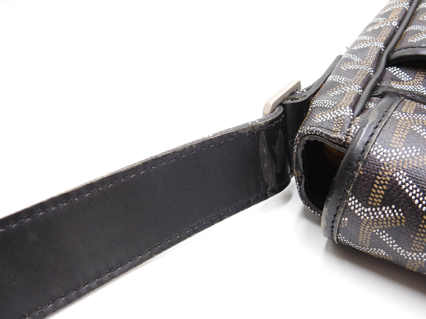 GOYARD Goyardine Grand Bleu MM Shoulder Bag PVC Canvas Leather Black Y-1802