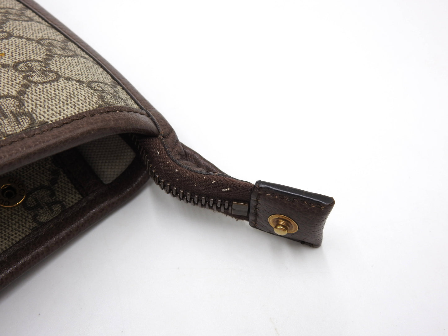 GUCCI Ophidia Web GG Supreme Toiletry Pouch Clutch Bag Beige Brown 598234