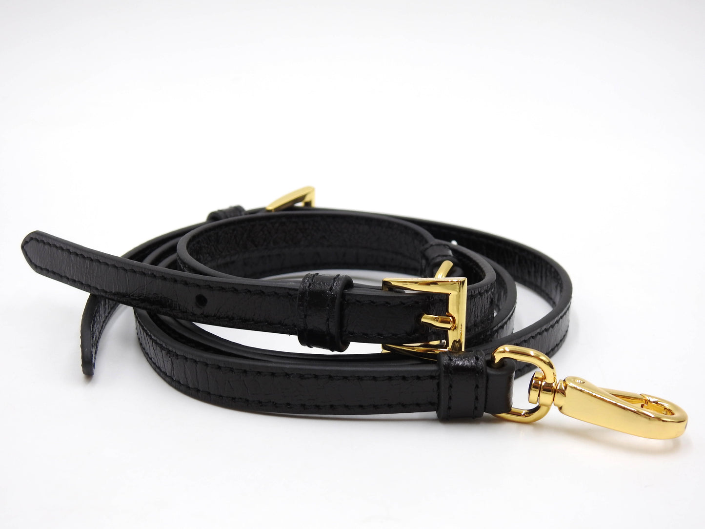 PRADA Bonnie Medium 2way Shoulder Hand Bag Leather Black Gold 1BA426
