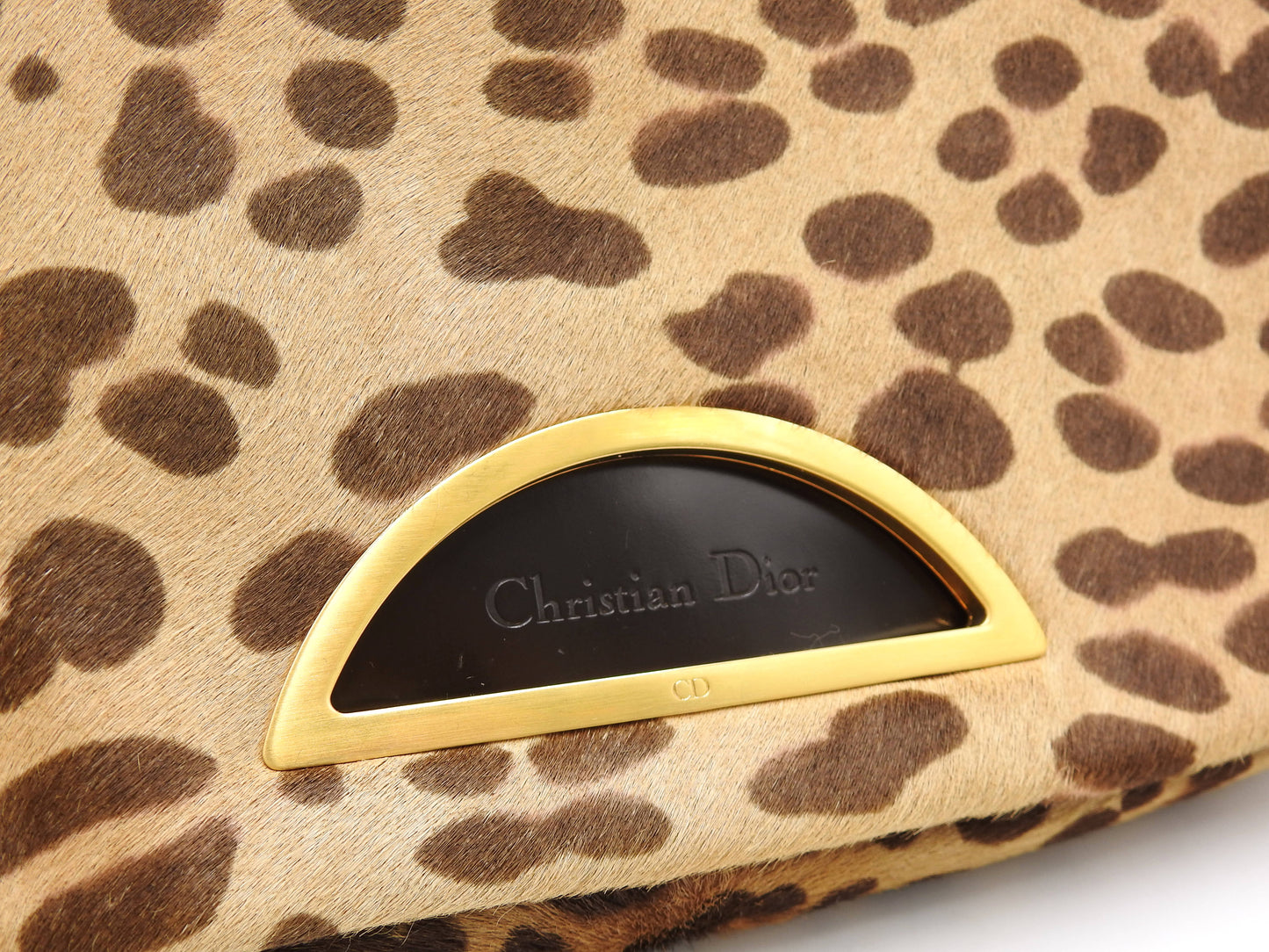 Christian Dior Malice Pearl Shoulder Bag Leather Leopard Brown Gold