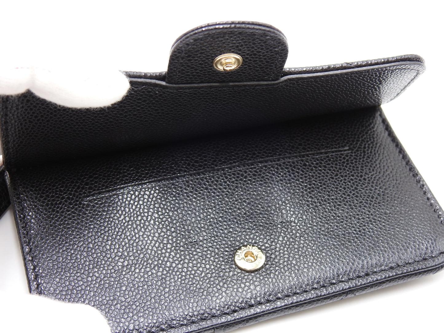 CHANEL CC Matelasse Zip Coin Purse Card Holder Case Caviarskin Black AP2570