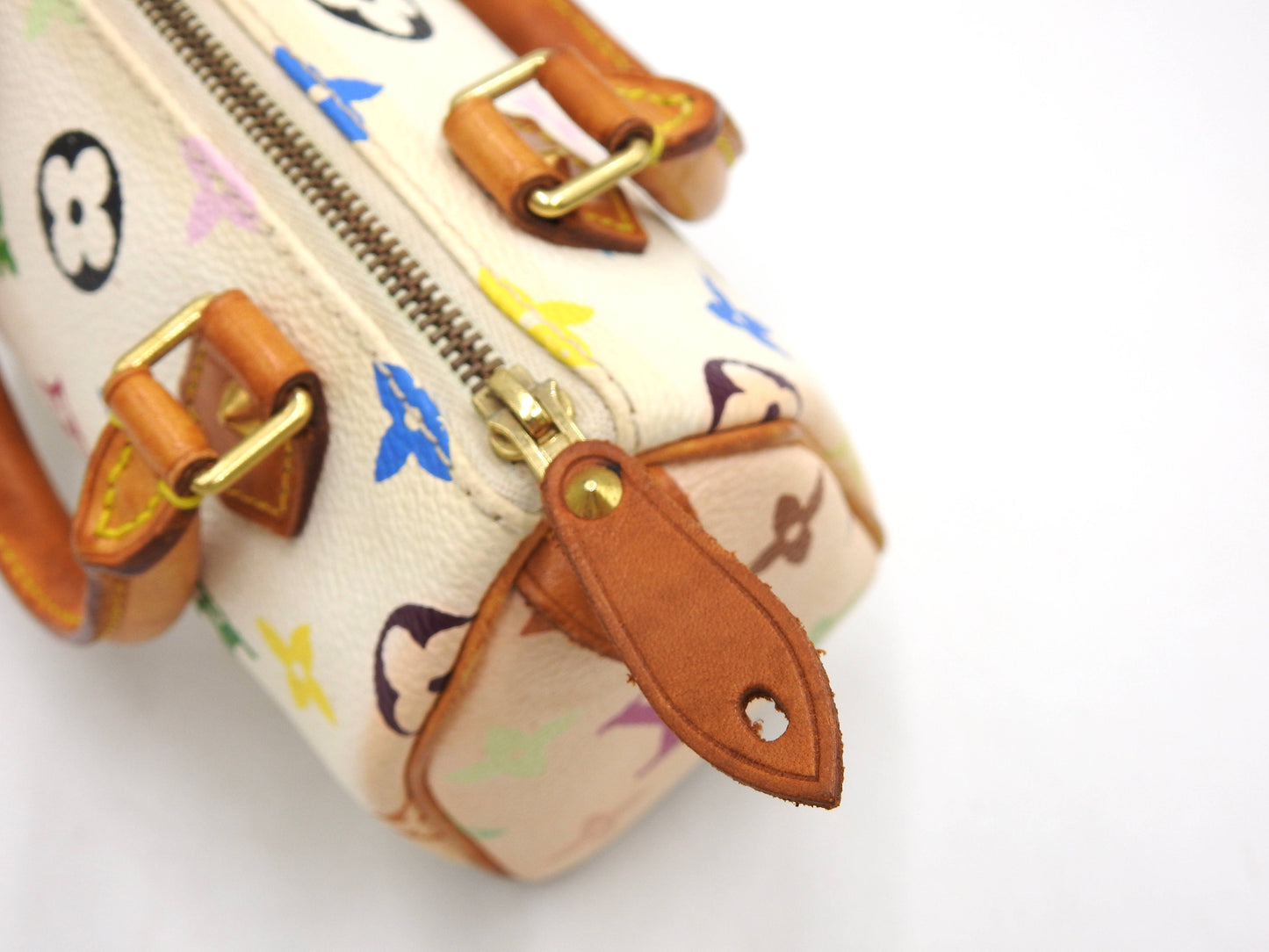 LOUIS VUITTON Monogram Mini Speedy Hand Bag Multicolor Bron White M92645