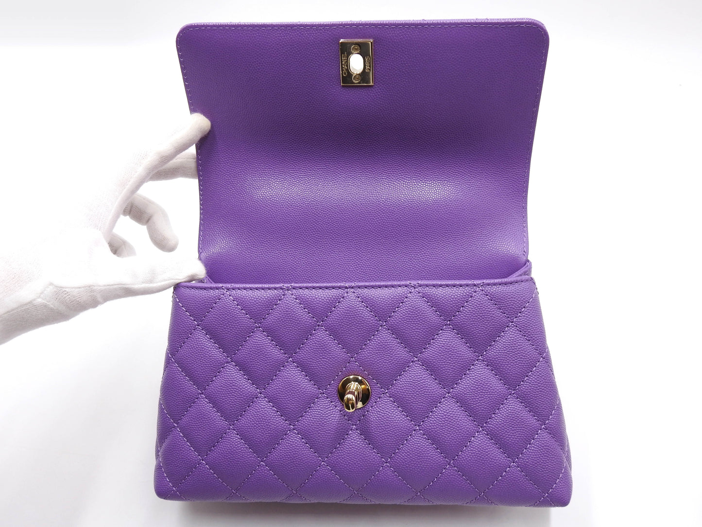 CHANEL Matelasse CoCo Handle Mini XS Shoulder Hand Bag Caviarskin A92990
