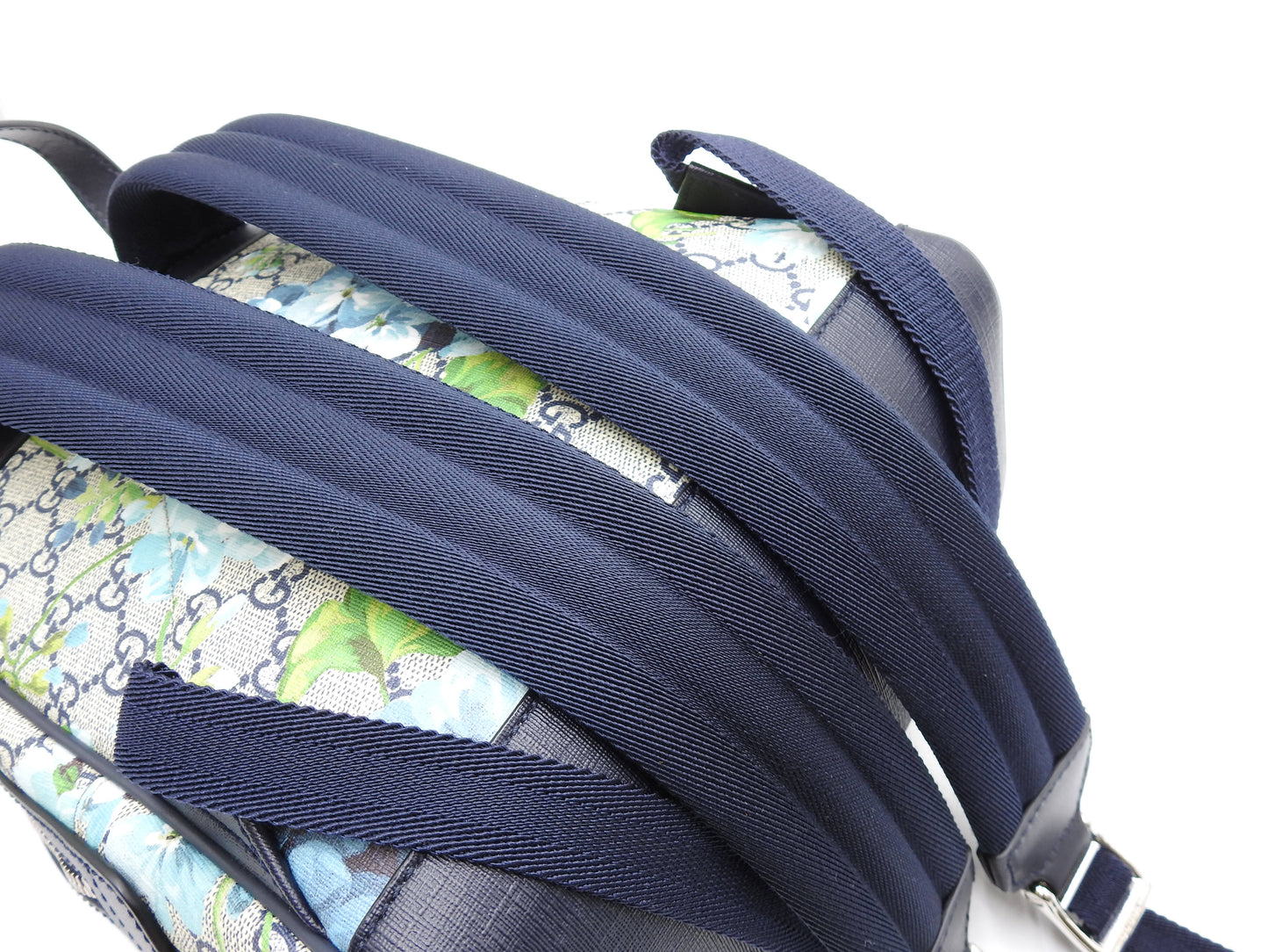 Gucci GG Blooms Supreme Backpack Bag PVC Leather Blue Beige 546327 Outlet