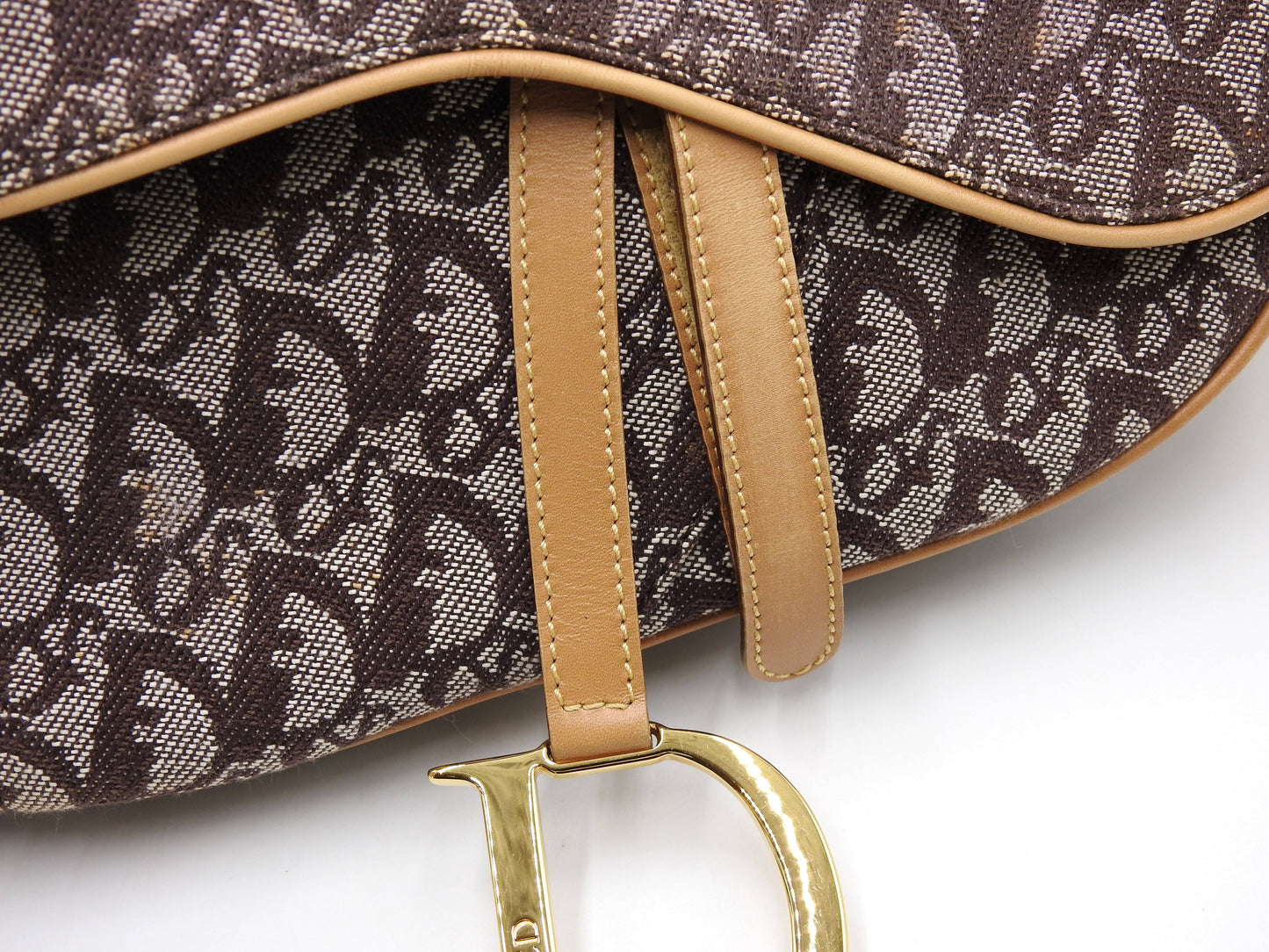 Christian Dior Trotter Oblique Saddle Bag Shoulder Hand Bag Canvas Brown