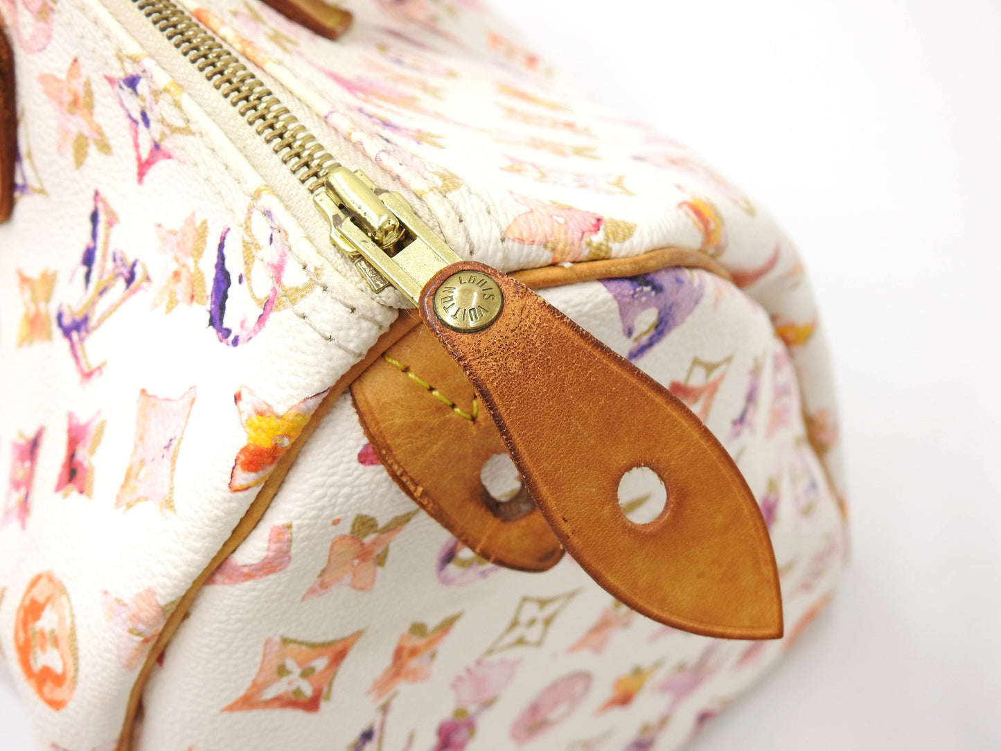 LOUIS VUITTON Watercolor Monogram Speedy 35 White Boston Hand Bag M95752