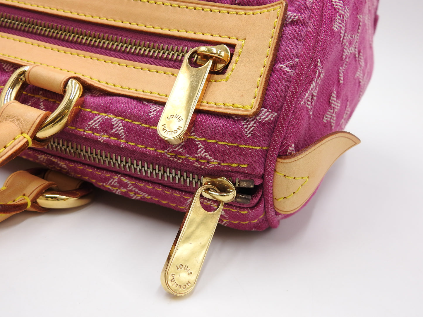 LOUIS VUITTON Monogram Denim Neo Speedy Boston Hand Bag Pink M95214
