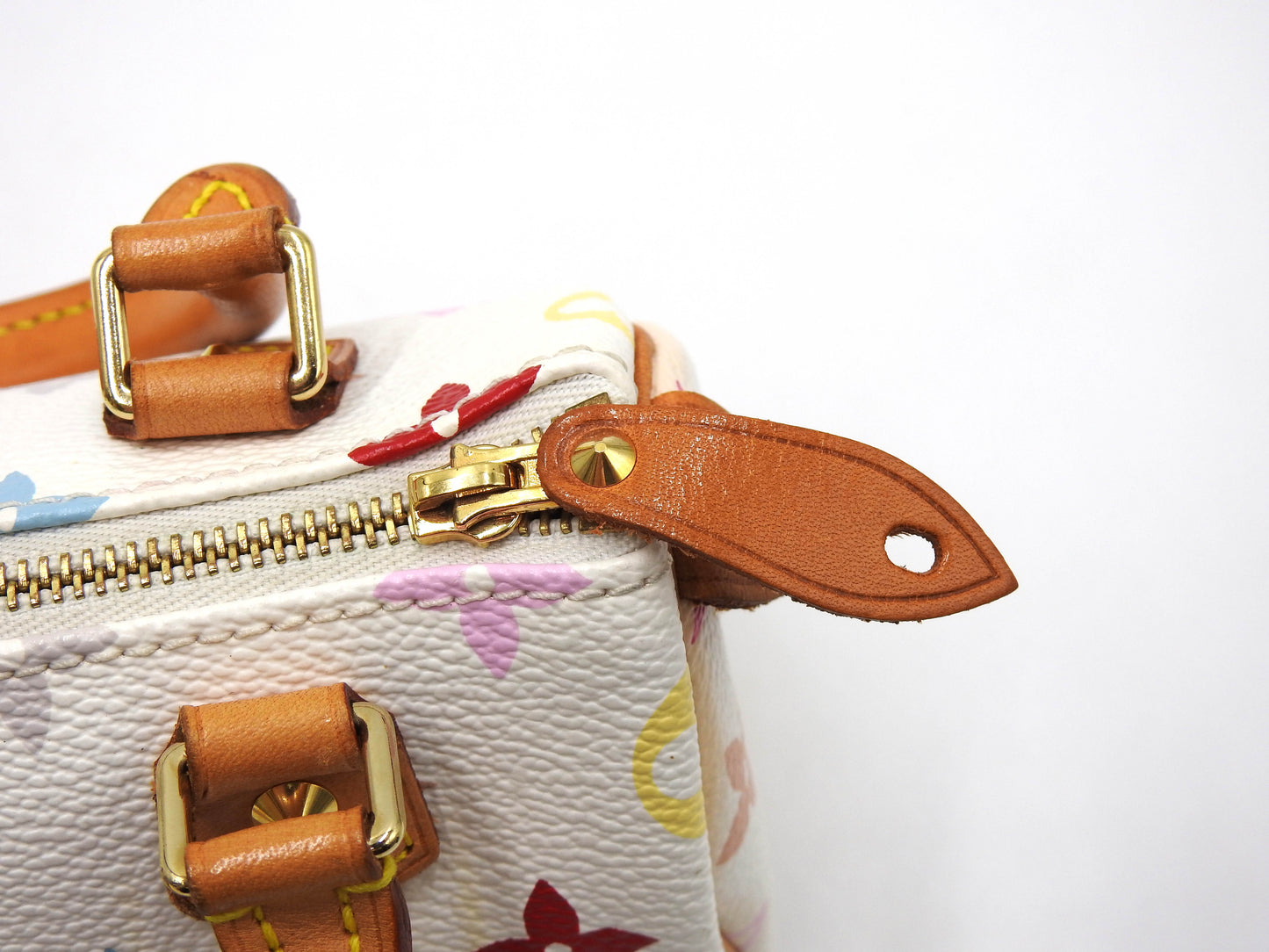 LOUIS VUITTON Monogram Mini Speedy Hand Bag Multicolor Bron White M92645
