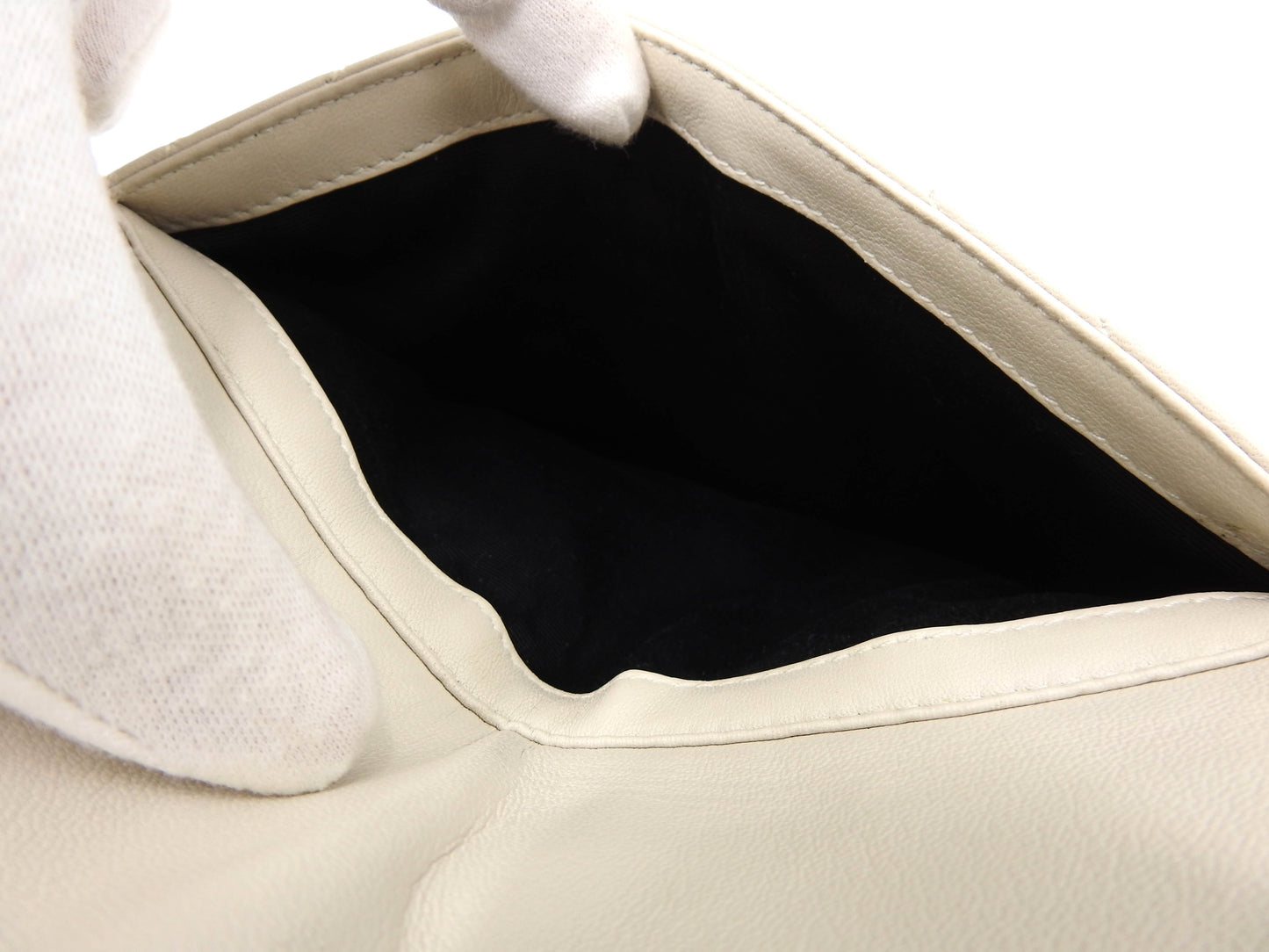 SAINT LAURENT PARIS Joe Chain Backpack Bag Lambskin Leather White 672609