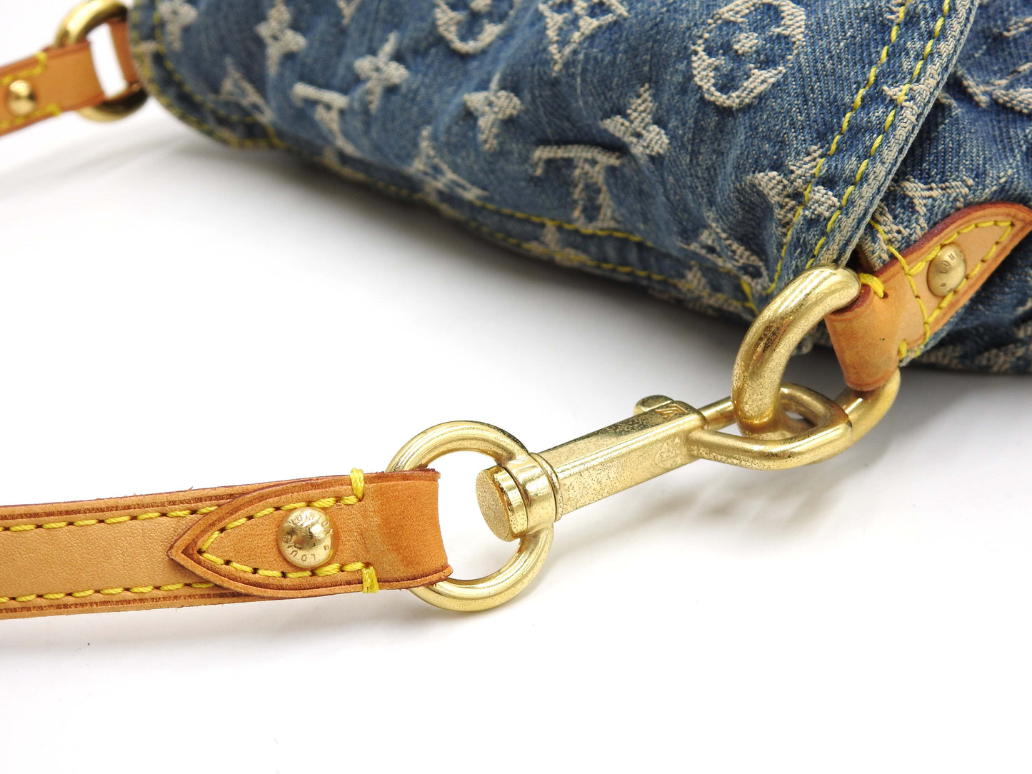 LOUIS VUITTON Mini Pleaty Monogram Denim Shoulder Hand Bag Blue M95050