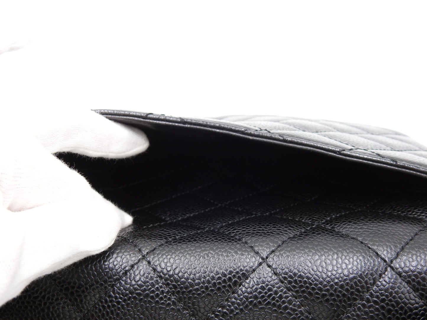 CHANEL Matelasse CC Kelly Hand Bag Caviarskin Leather Black Gold A12397