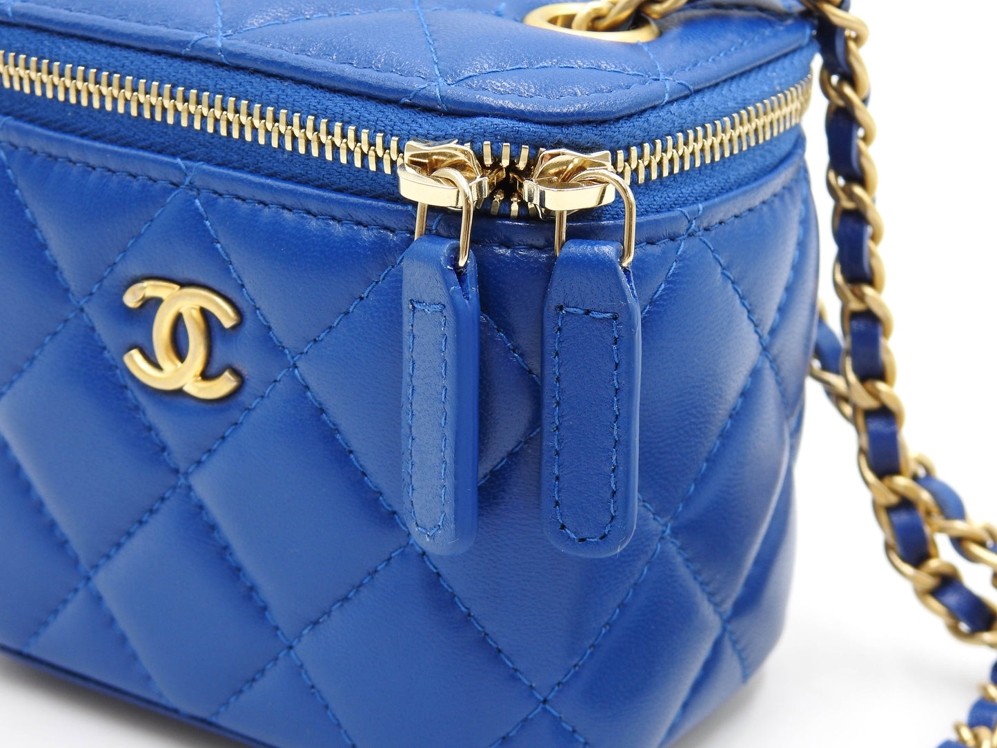 CHANEL Matelasse Pearl Crush Small Vanity Chain Shoulder Bag Blue AP1447