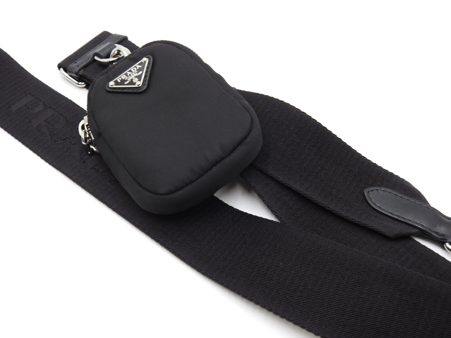 PRADA Padded Quilting Re-Nylon Crossbody Shoulder Bag Black 1BC151