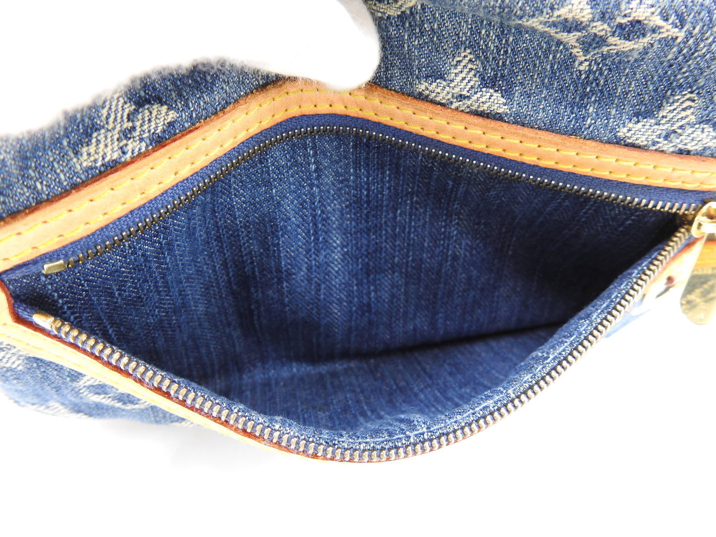 LOUIS VUITTON Monogram Denim Pochette Pratt Clutch Second Bag M95007