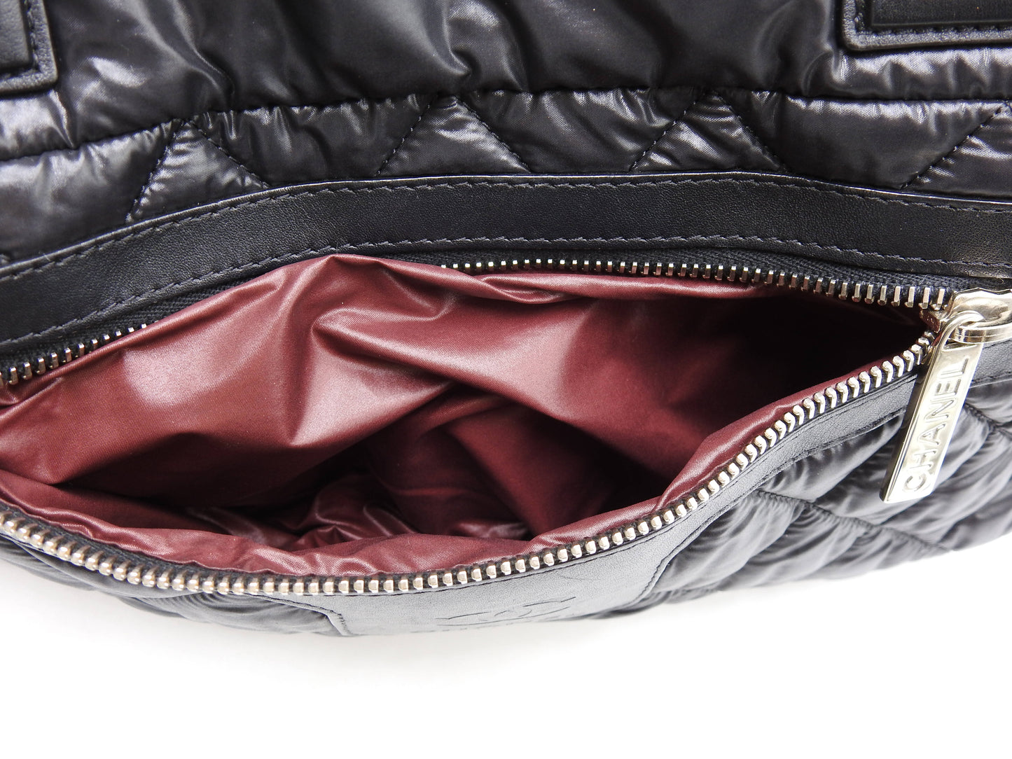 CHANEL Coco Cocoon PM Small Tote Bag Hand Bag Quilting Nylon Black A48610