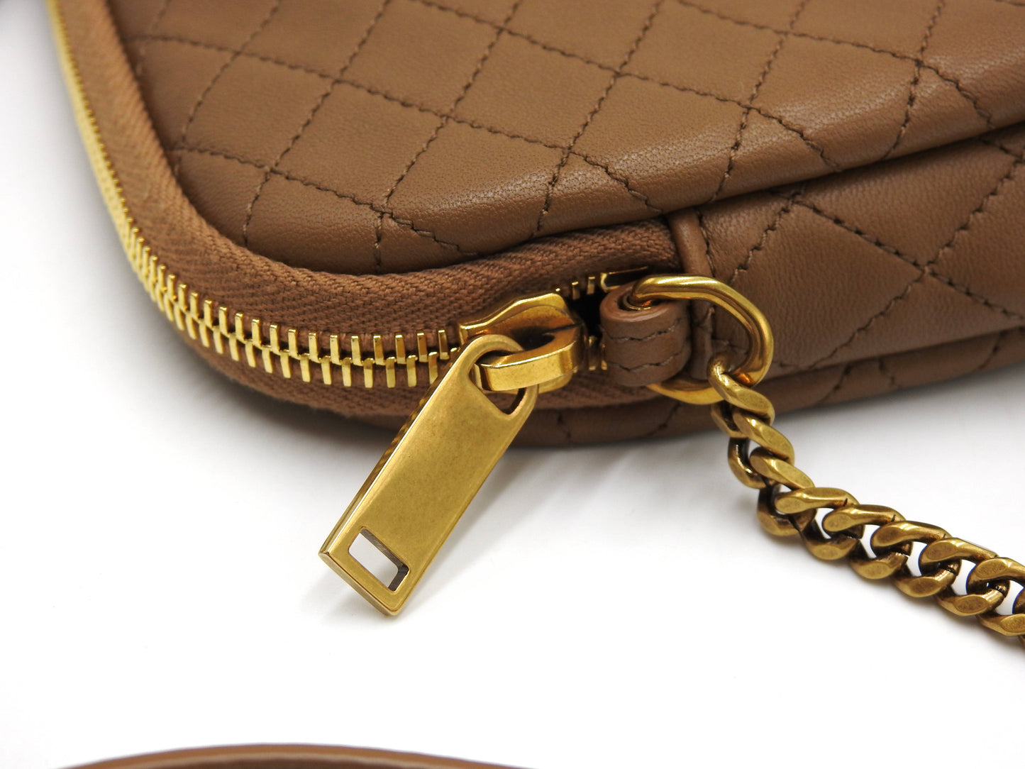SAINT LAURENT PARIS Gaby Chain Pouch Shoulder Bag Leather Brown 733667