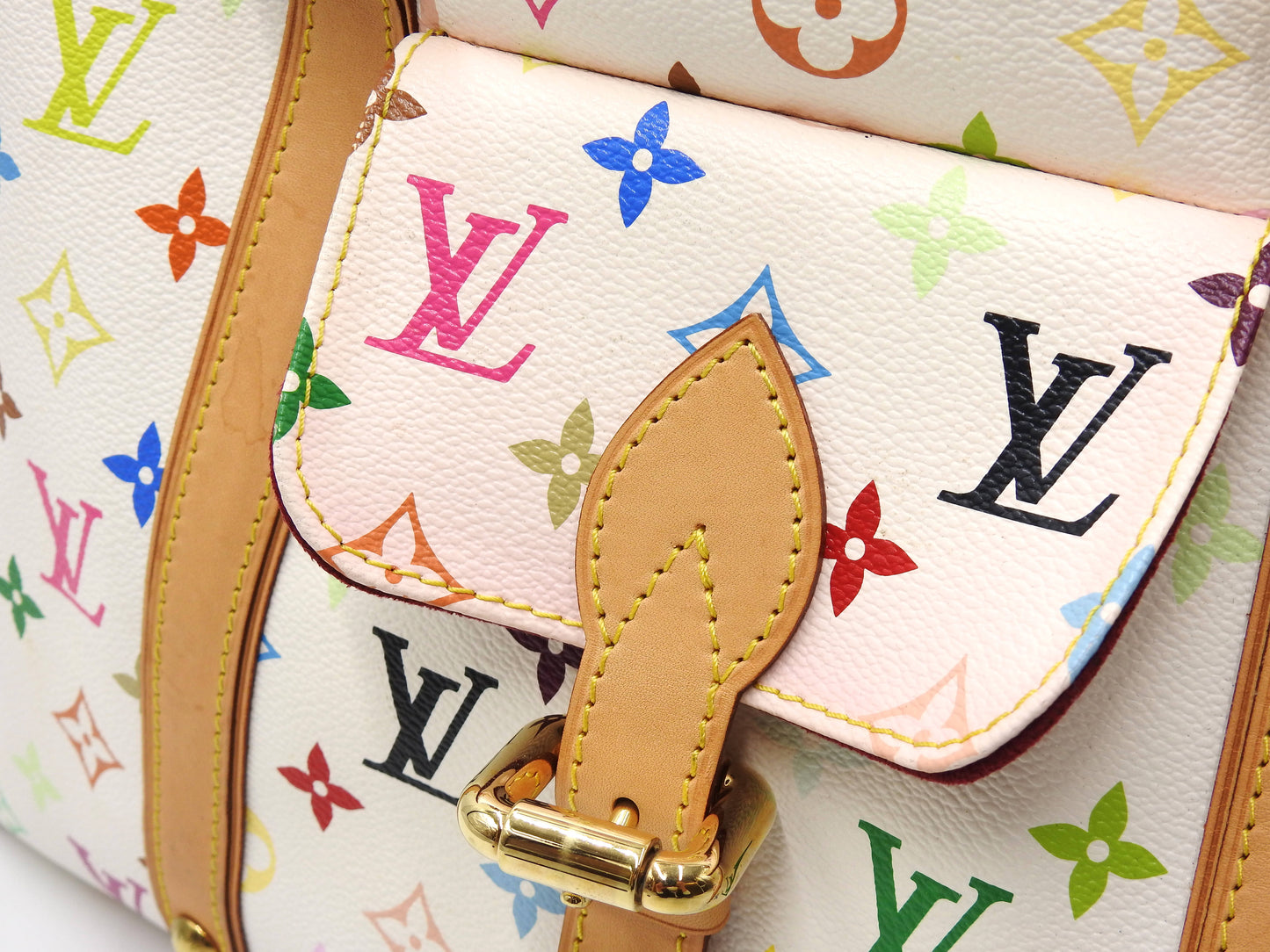 LOUIS VUITTON Aurelia MM Shoulder Tote Bag Multicolor Bron White M40094