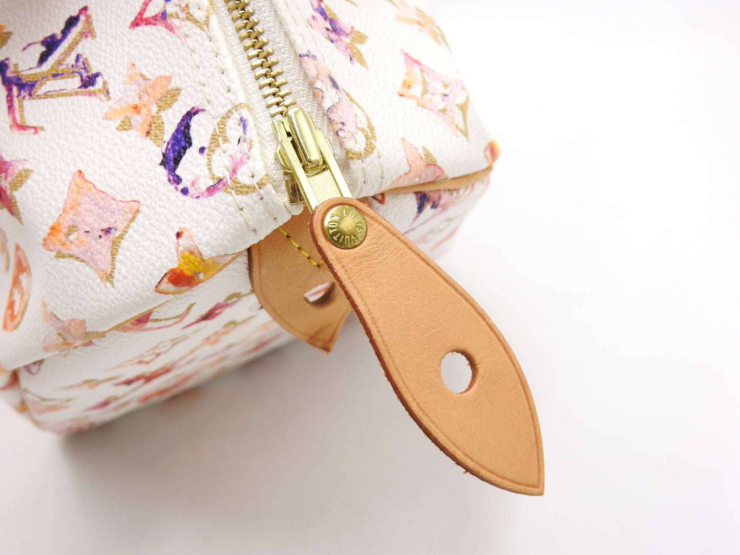 LOUIS VUITTON Watercolor Monogram Speedy 35 White Boston Hand Bag M95752