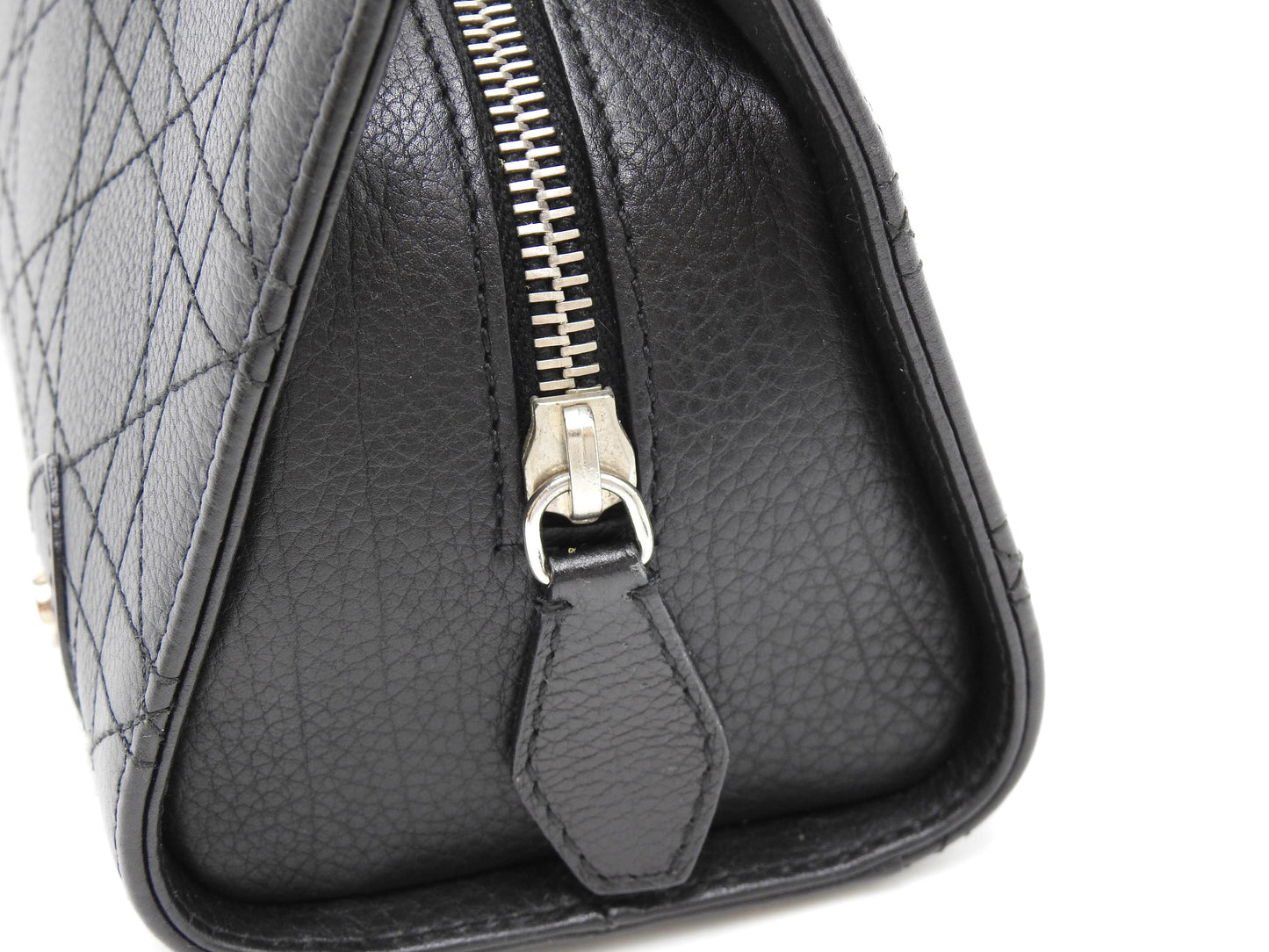 Christian Dior Lady Dior Small East West Cannage Hand Bag Calfskin Black