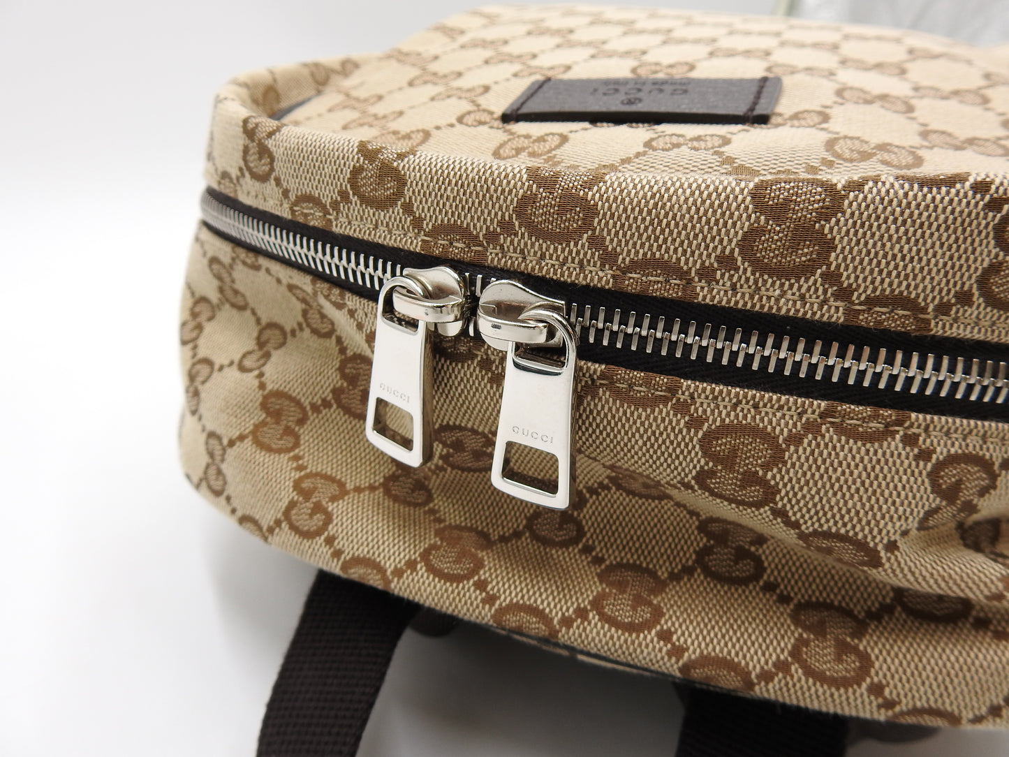 GUCCI Monogram GG Canvas Backpack Bag Beige Brown 449906 Outlet
