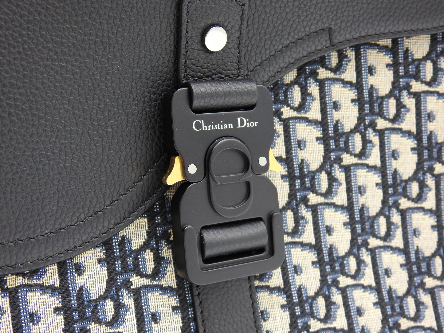 Christian Dior Saddle Messenger Shoulder Bag Oblique Jacquard Canvas Navy