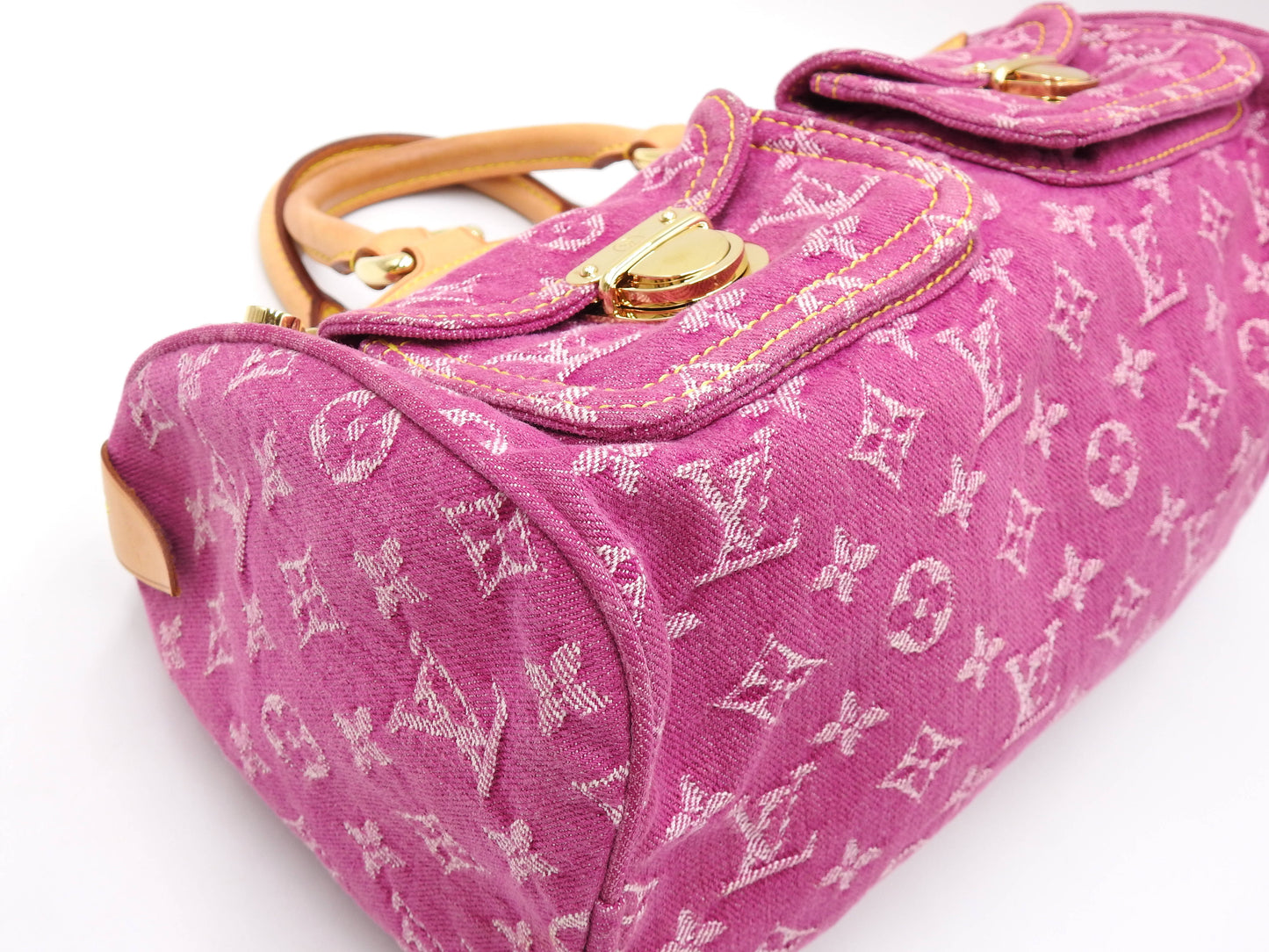 LOUIS VUITTON Monogram Denim Neo Speedy Boston Hand Bag Pink M95214