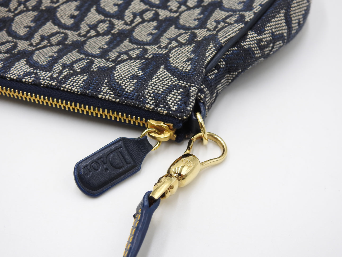 Christian Dior Trotter Saddle Pouch Shoulder Hand Bag Canvas Leather Navy