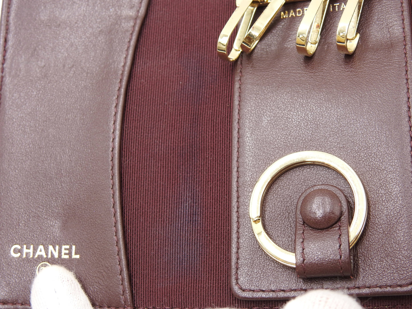 CHANEL CC Matelasse 4 Ring Key Holder Case Caviarskin Black Gold AP0222