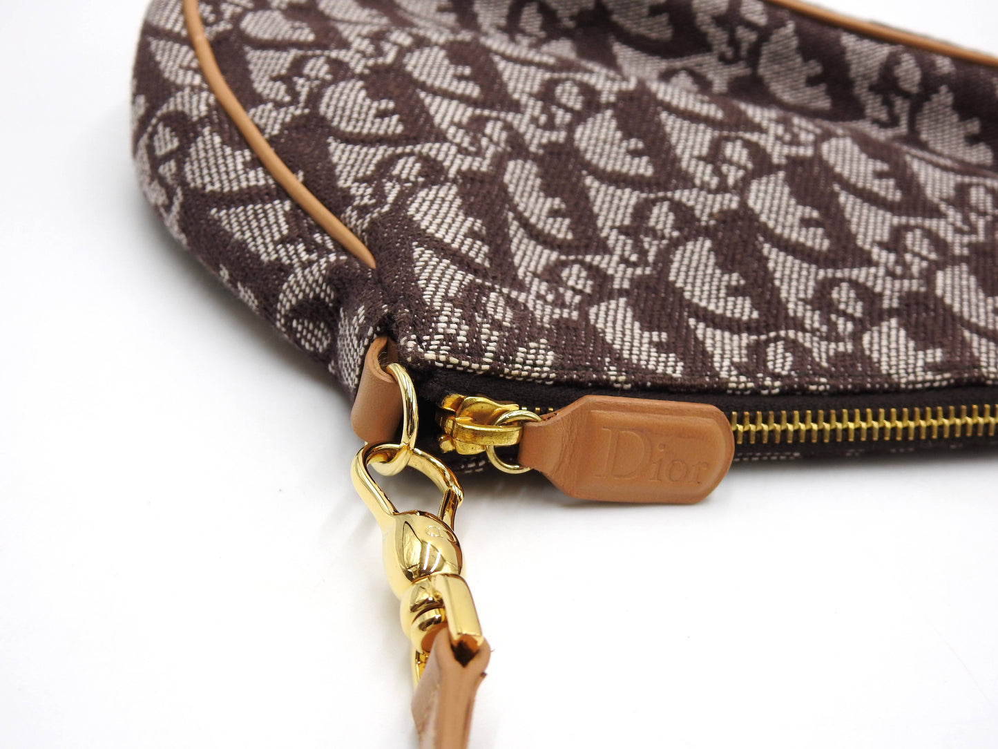 Christian Dior Trotter Saddle Pouch Shoulder Hand Bag Canvas Leather Brown