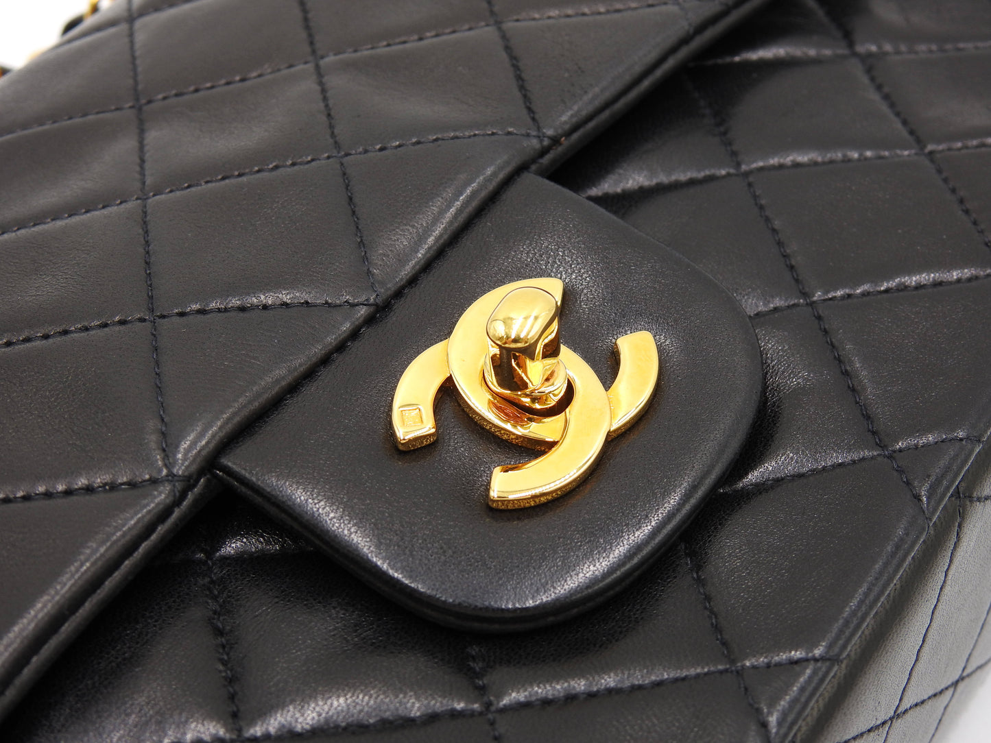 CHANEL Matelasse 25 Double Flap Chain Shoulder Bag Lambskin Black A01112
